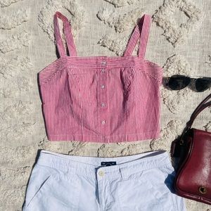 Brandy Melville Red And White Striped Crop Top Women’s S/M